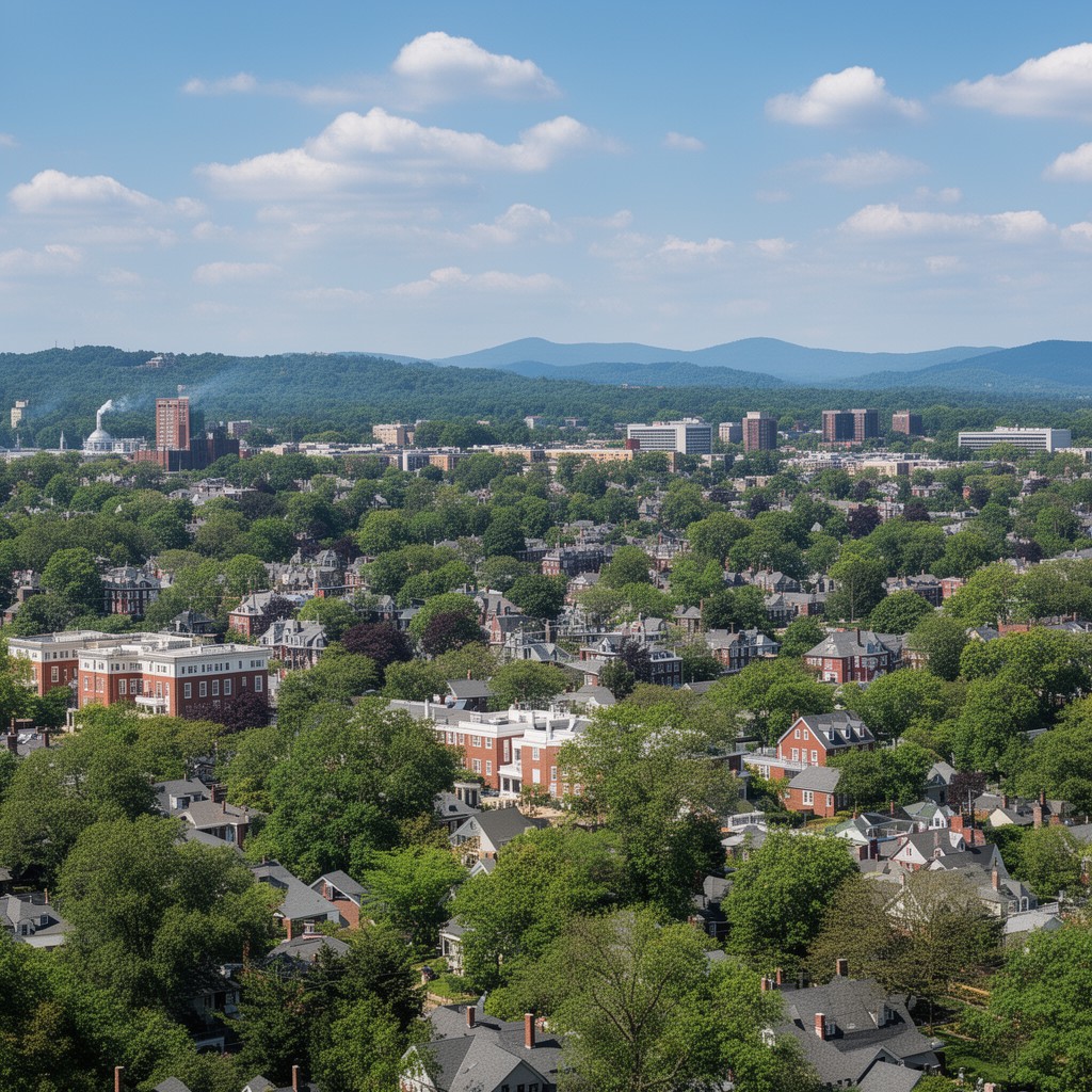 AI-generated illustration of Newton, Massachusetts