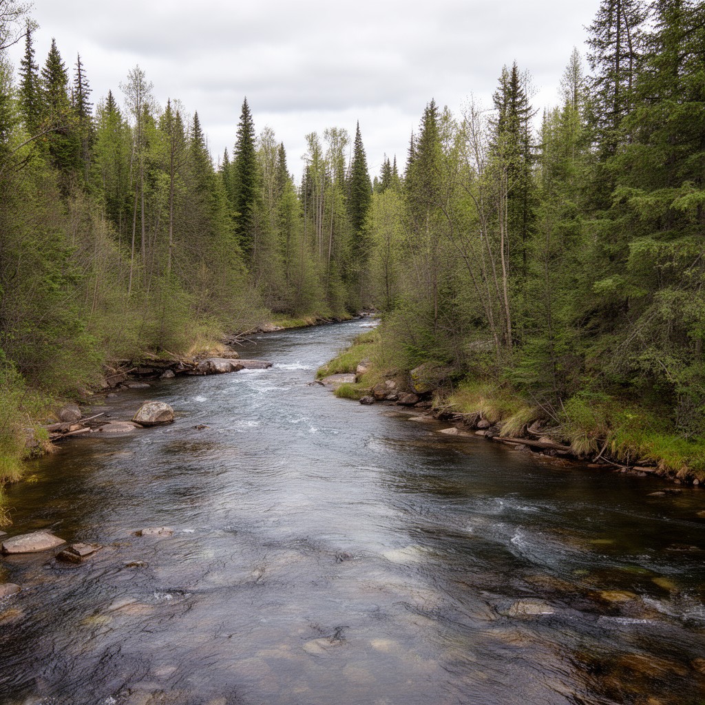AI-generated illustration of Fish River (Maine)