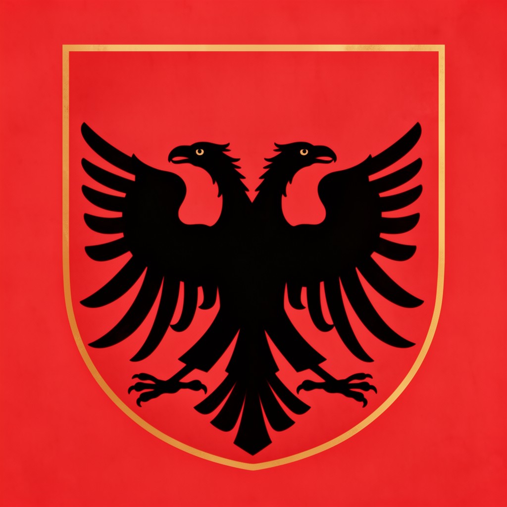 AI-generated illustration of Coat of arms of Albania