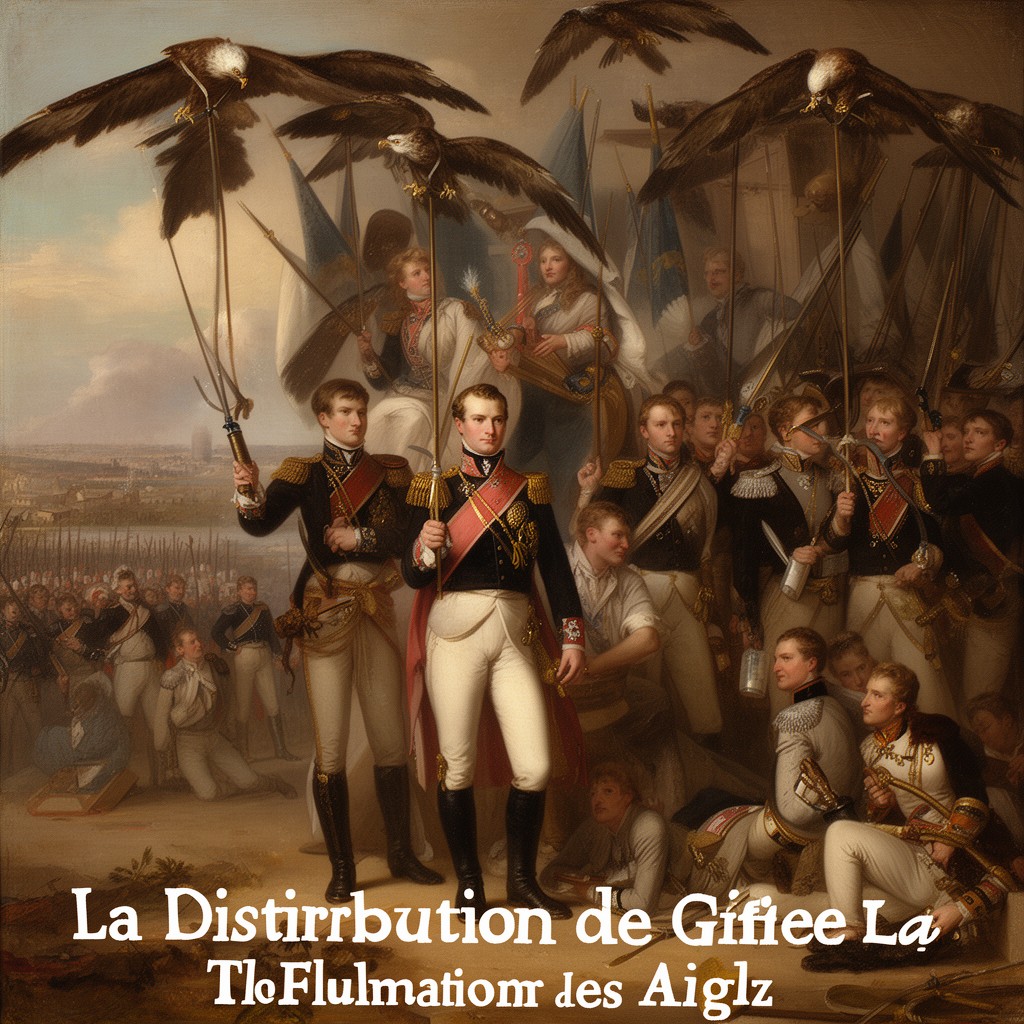 AI-generated illustration of La Distribution des Aigles