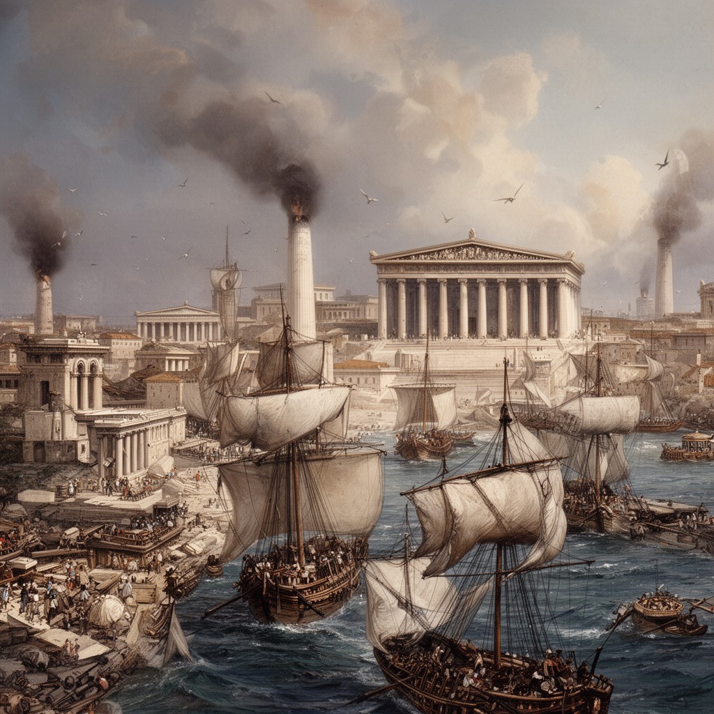 AI-generated illustration of Athenian navy