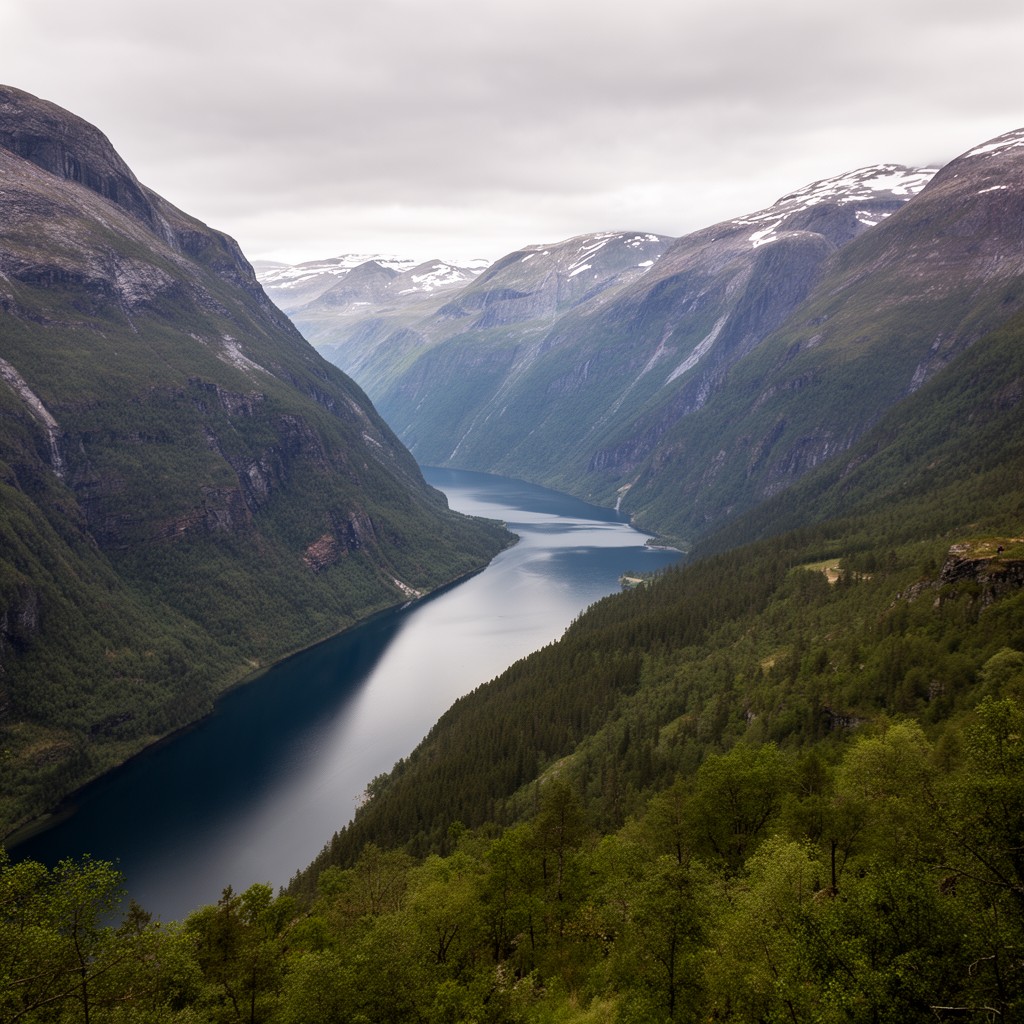 AI-generated illustration of Hjørundfjord
