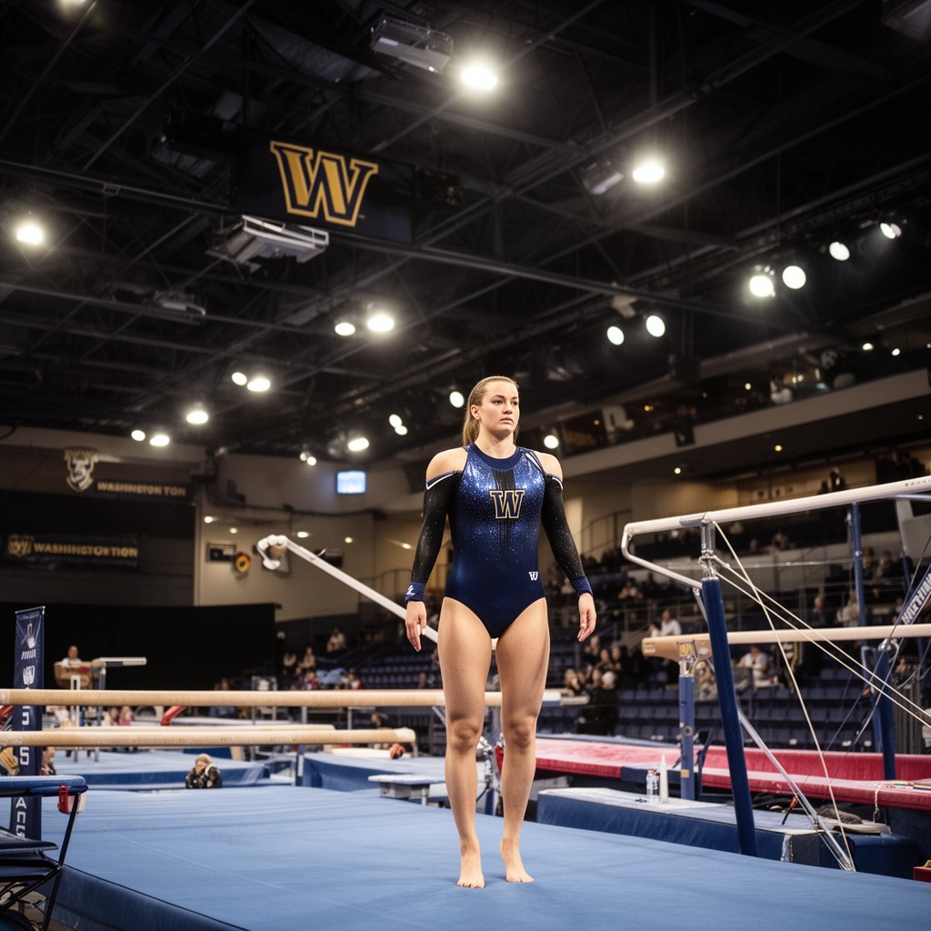 AI-generated illustration of Washington Huskies women's gymnastics