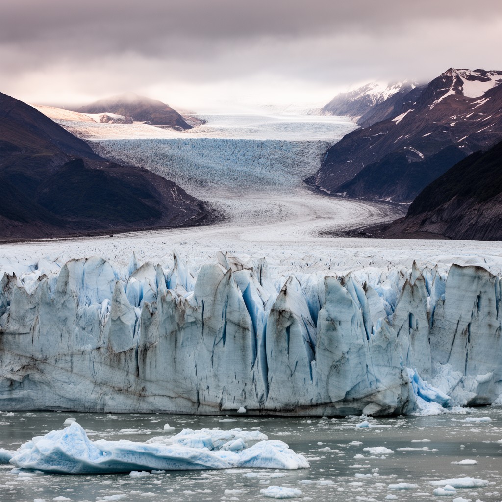 AI-generated illustration of San Quintín Glacier