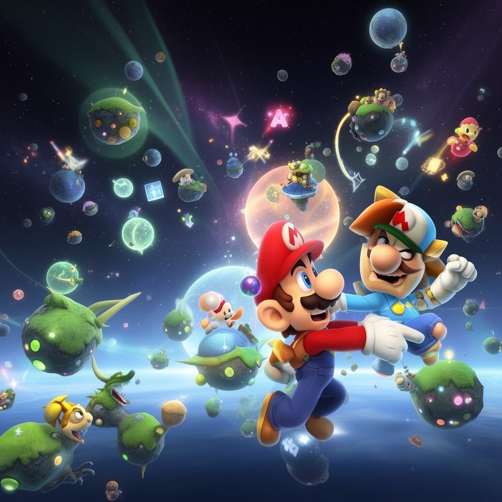 AI-generated illustration of Super Mario Galaxy
