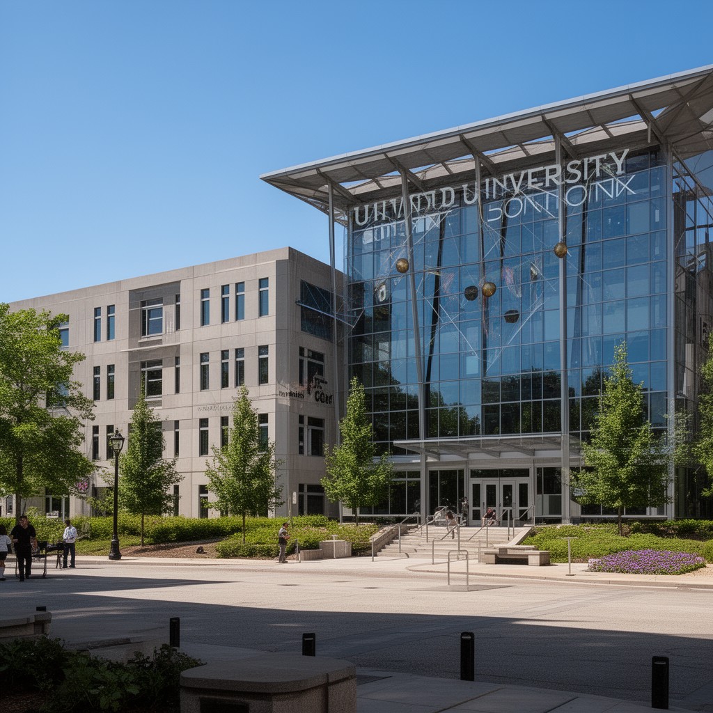 AI-generated illustration of Boston University Photonics Center