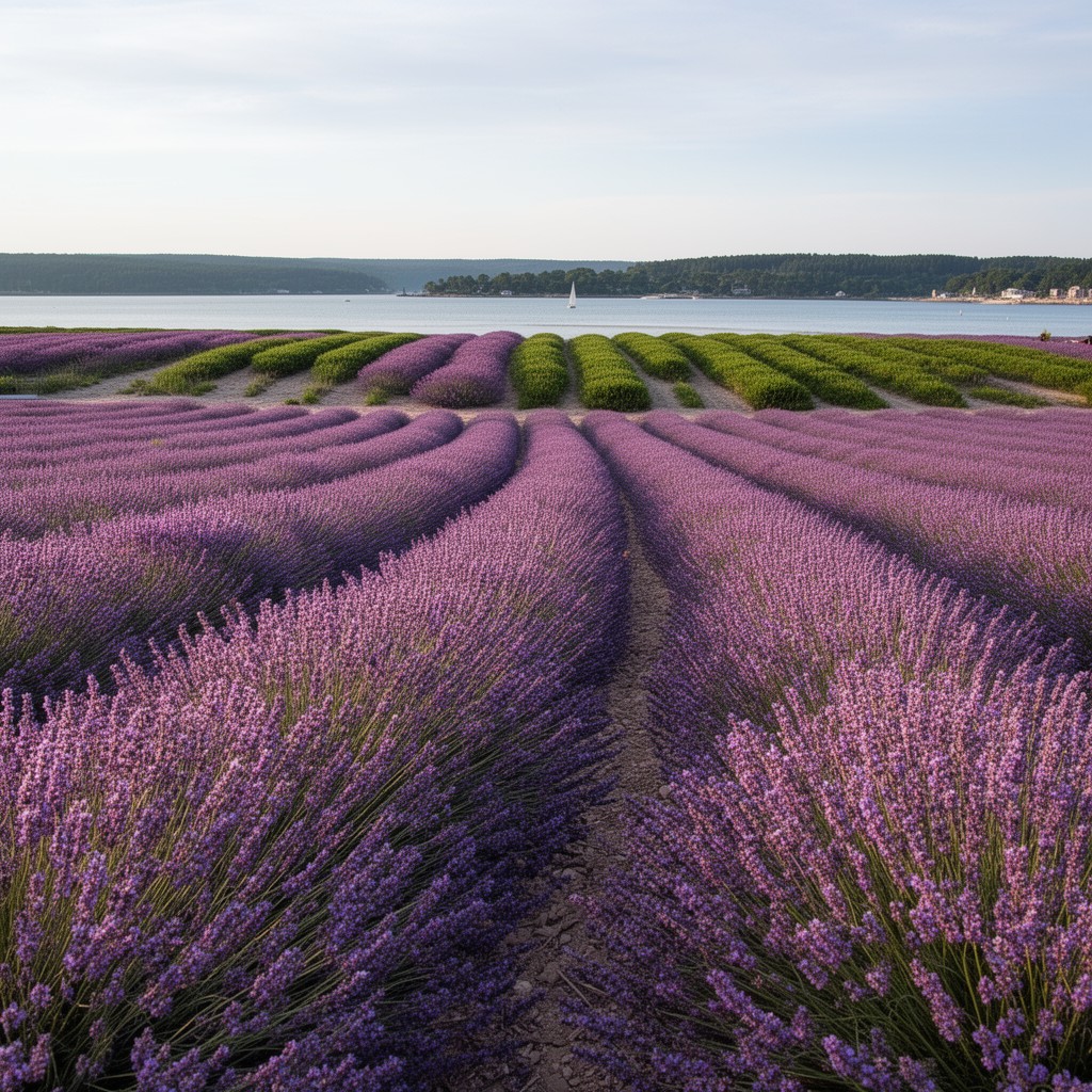 AI-generated illustration of Washington Island lavender fields