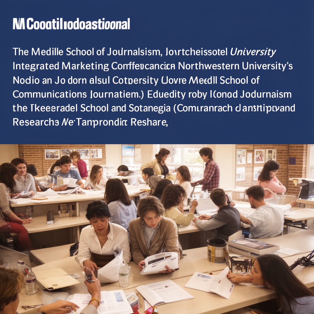 AI-generated illustration of Medill School of Journalism, Media, Integrated Marketing Communications