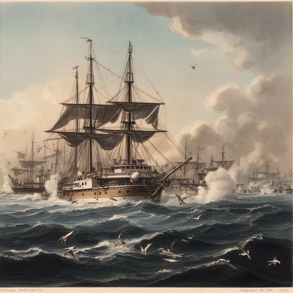 AI-generated illustration of Battle of the Dogger Bank (1799)