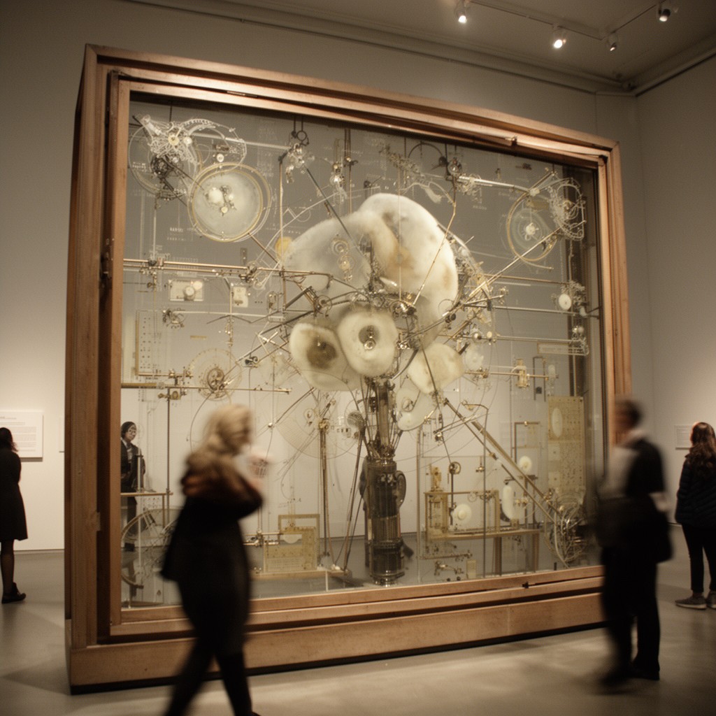 AI-generated illustration of Large Glass by Marcel Duchamp