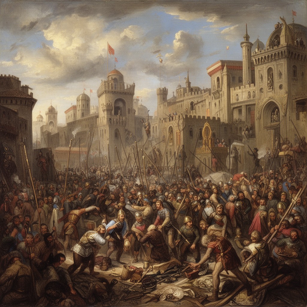 AI-generated illustration of Sack of Constantinople in 1204