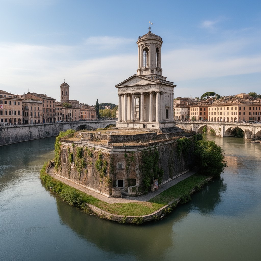 AI-generated illustration of Tiber Island
