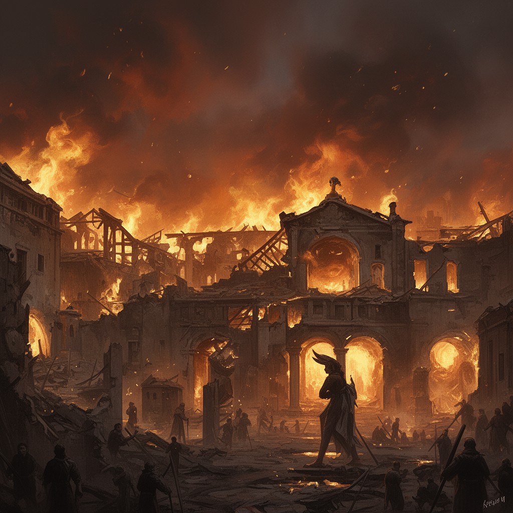 AI-generated illustration of Great Fire of Rome