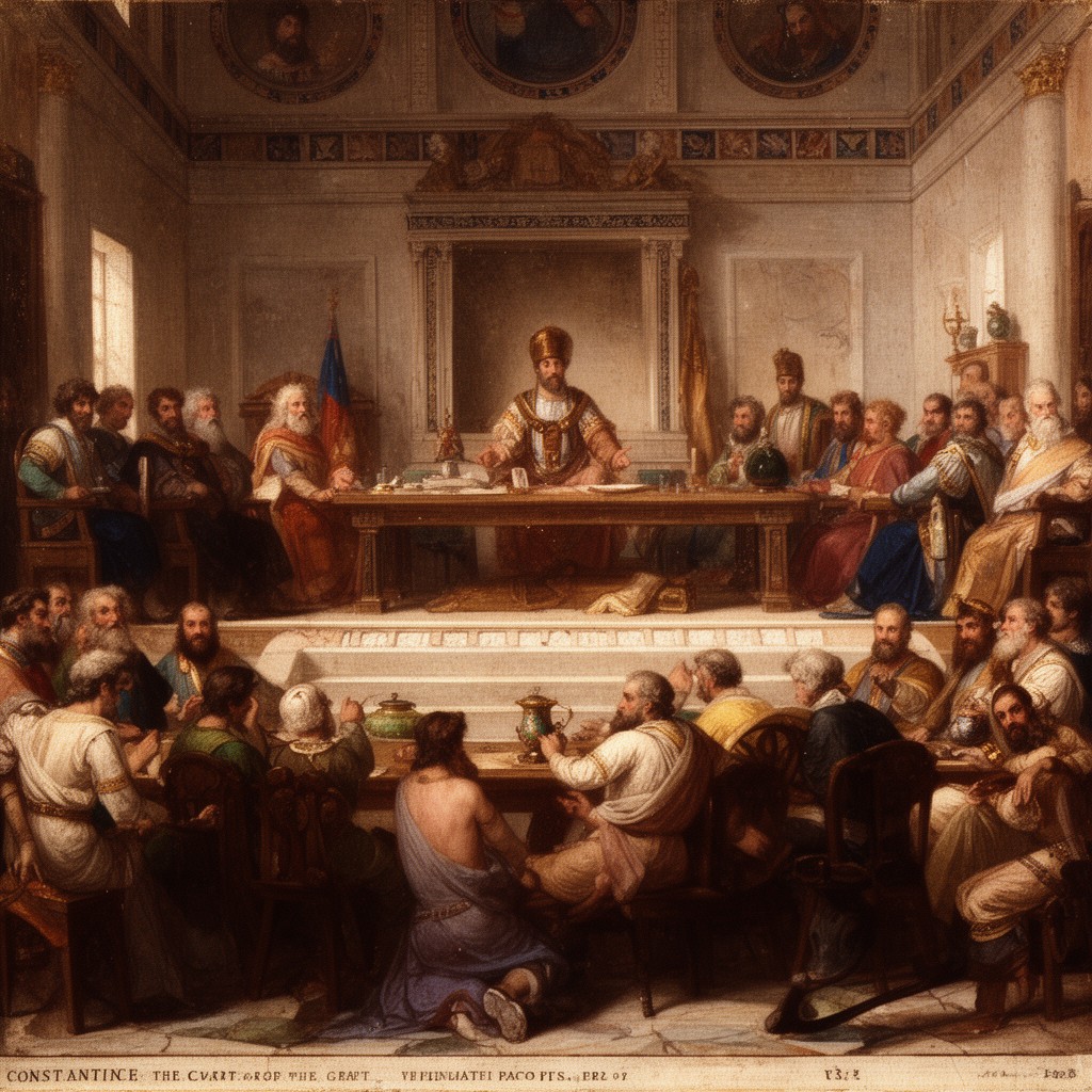AI-generated illustration of court of Constantine the Great