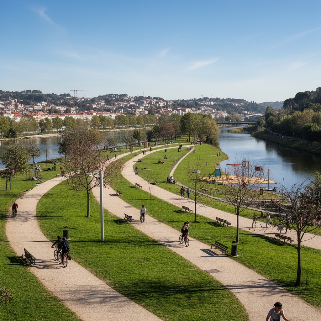 AI-generated illustration of Parque Verde do Mondego