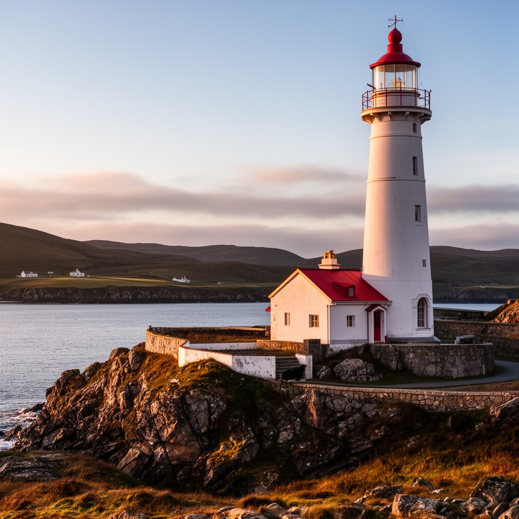AI-generated illustration of Northern Lighthouse Board (lighthouse and some land)