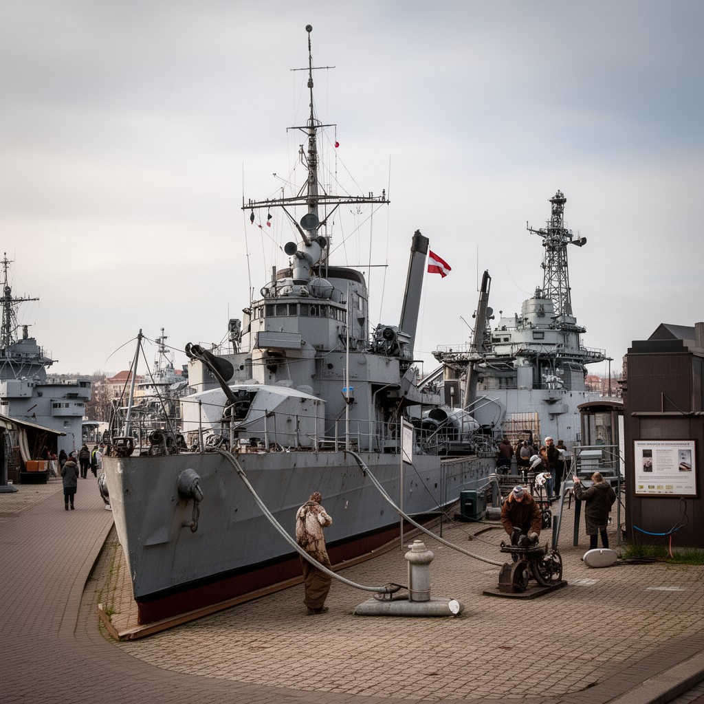 AI-generated illustration of ORP Błyskawica museum ship