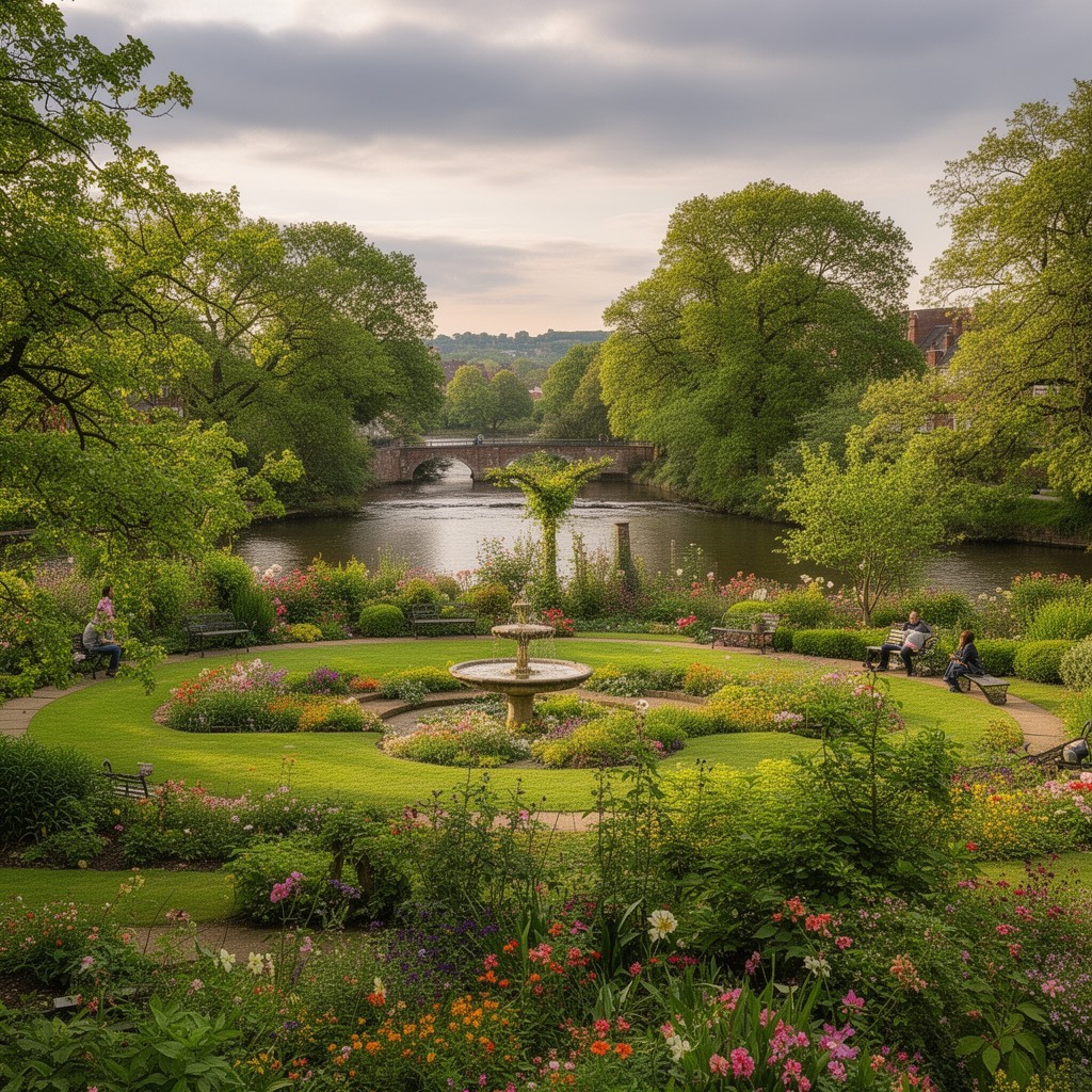 AI-generated illustration of The Quarry, Shrewsbury