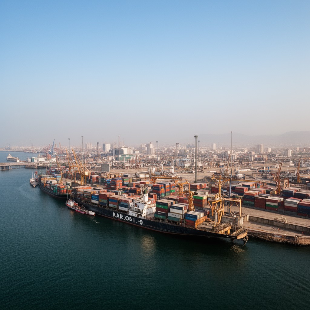 AI-generated illustration of Port of Karachi