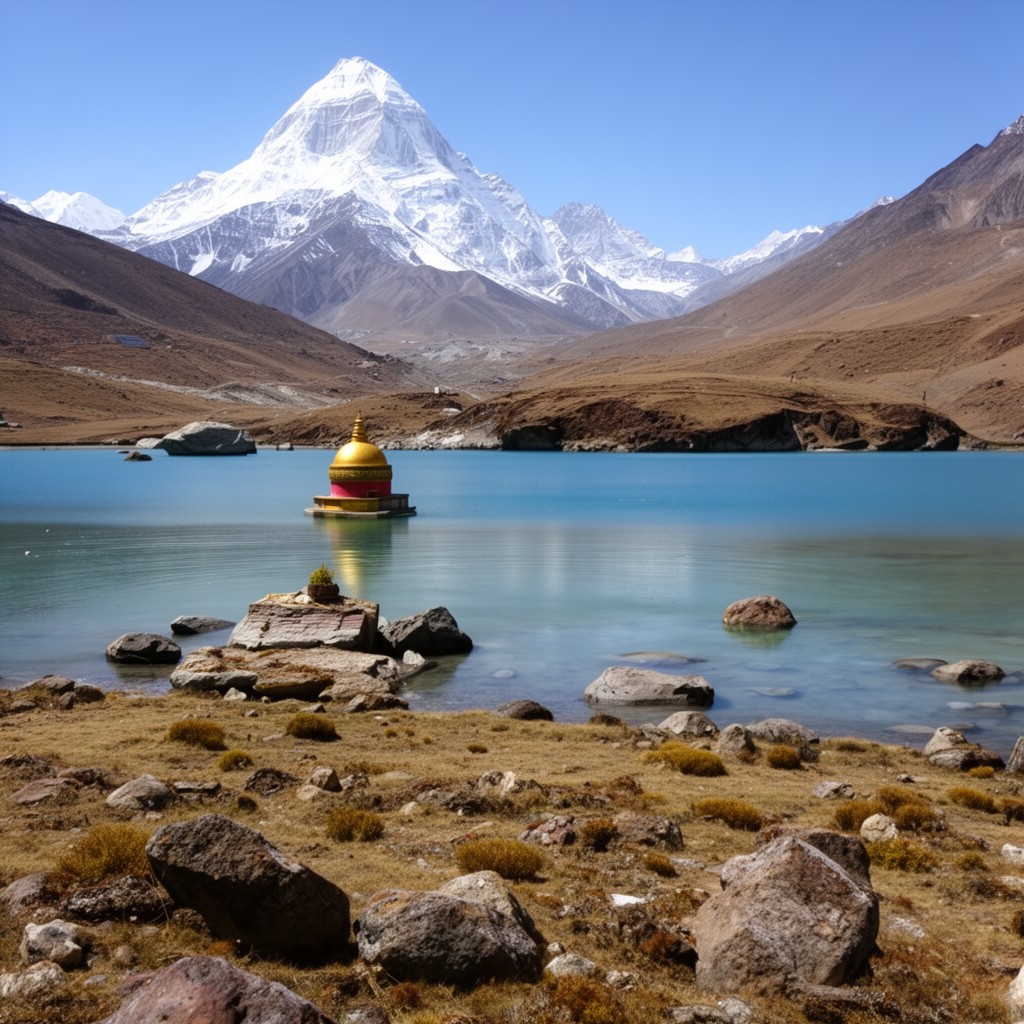 AI-generated illustration of Lake Manasarovar region