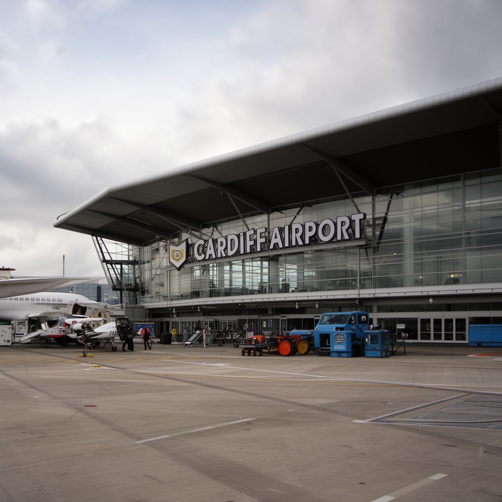 AI-generated illustration of Cardiff Airport