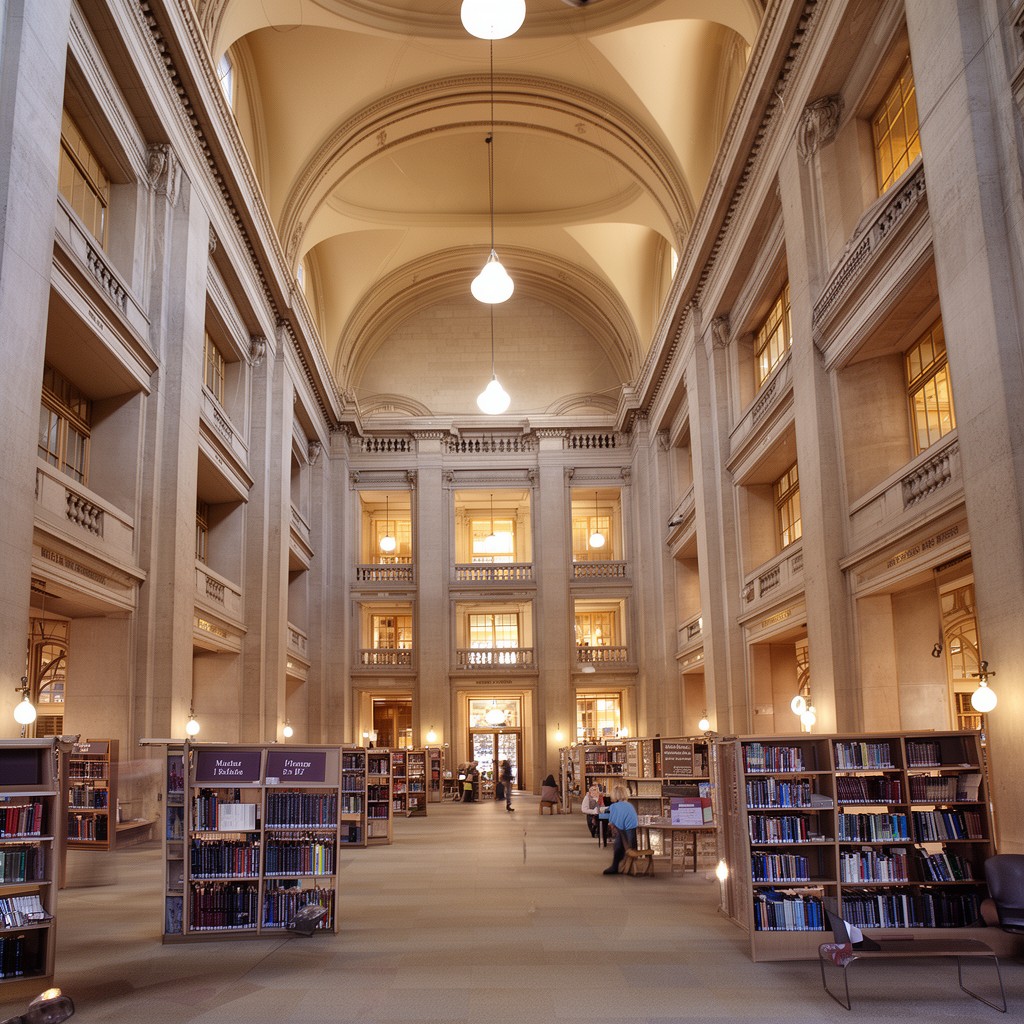 AI-generated illustration of Mugar Memorial Library