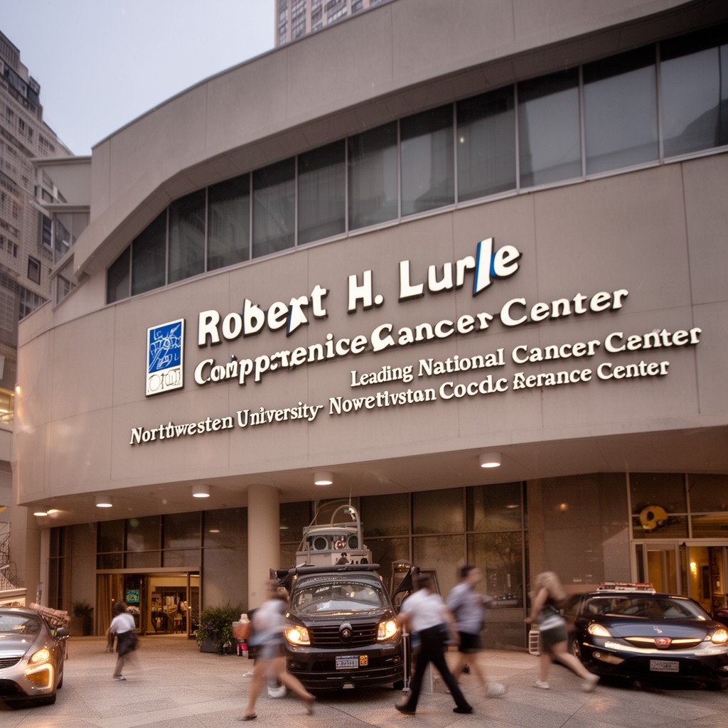 AI-generated illustration of Robert H. Lurie Comprehensive Cancer Center