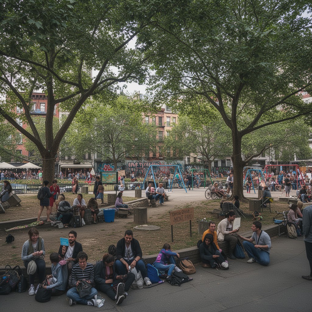 AI-generated illustration of Tompkins Square Park