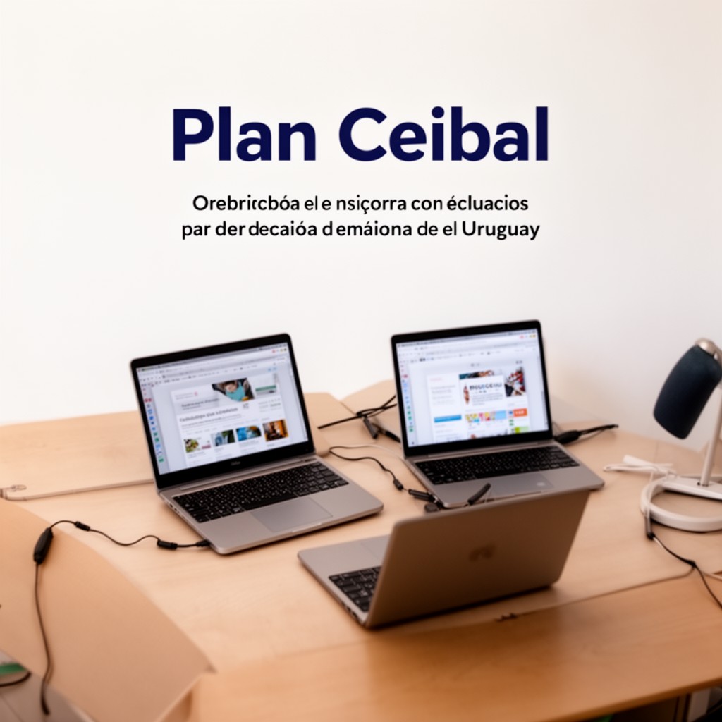 AI-generated illustration of Plan Ceibal in Uruguay