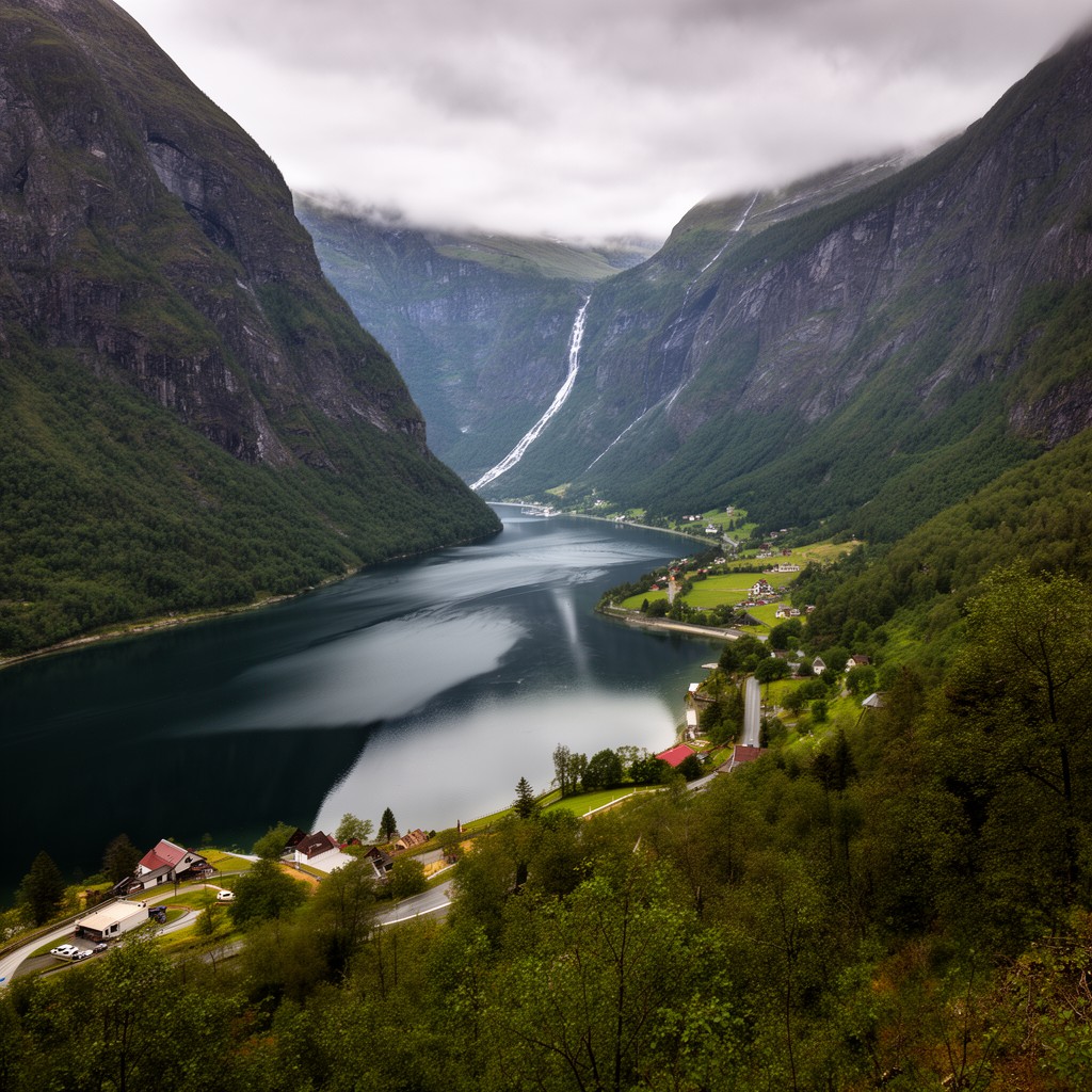 AI-generated illustration of Nærøyfjord