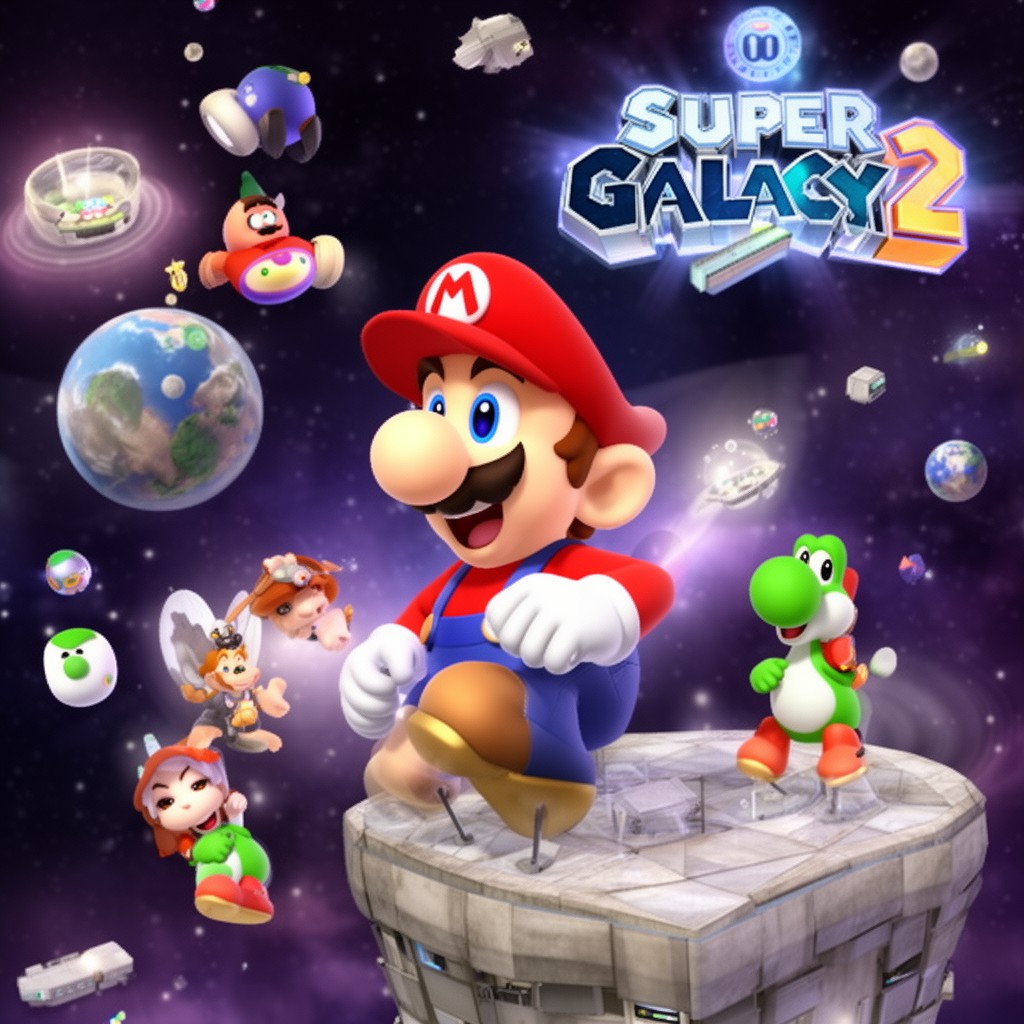 AI-generated illustration of Super Mario Galaxy 2