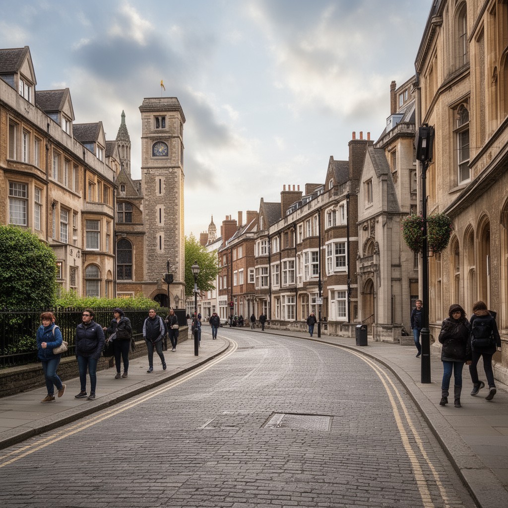 AI-generated illustration of West Road, Cambridge