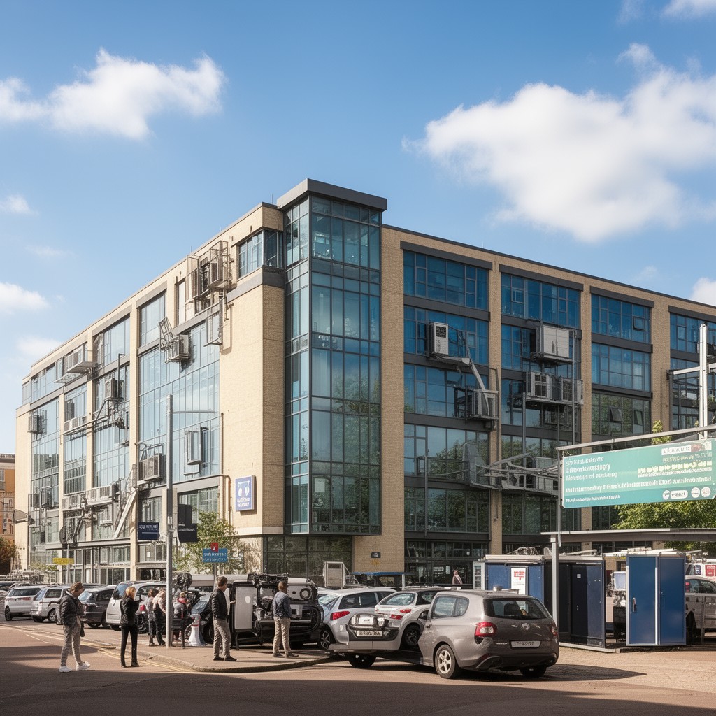 AI-generated illustration of MRC Laboratory of Molecular Biology (nearby on Cambridge Biomedical Campus)