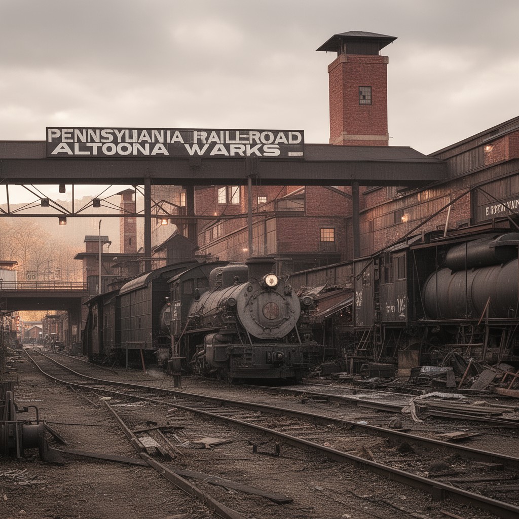 AI-generated illustration of Pennsylvania Railroad Altoona Works