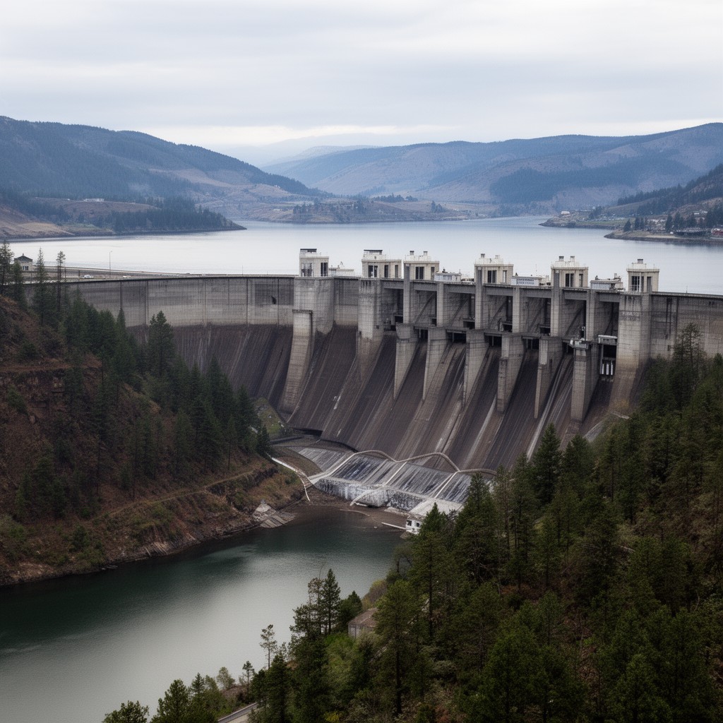 AI-generated illustration of The Dalles Dam