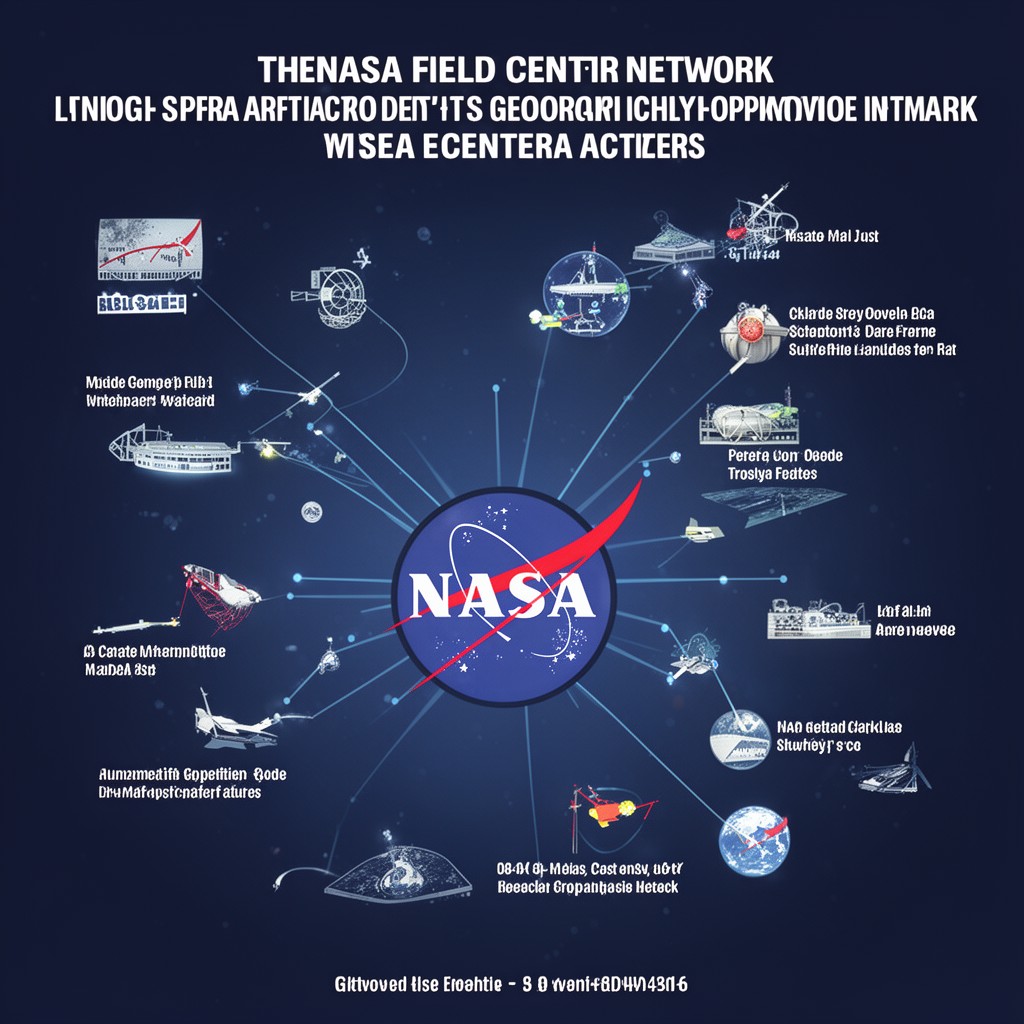 AI-generated illustration of NASA field center network
