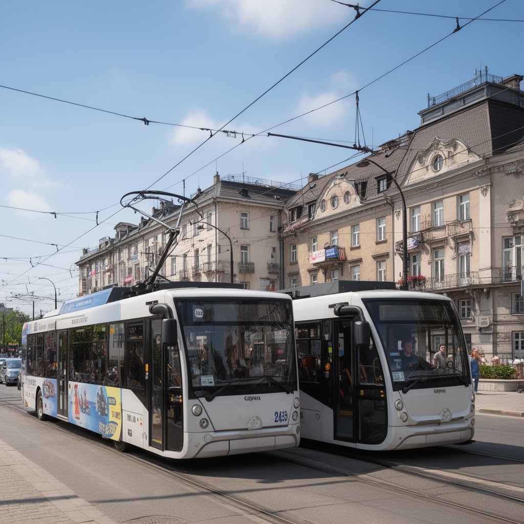 AI-generated illustration of Gdynia trolleybus system