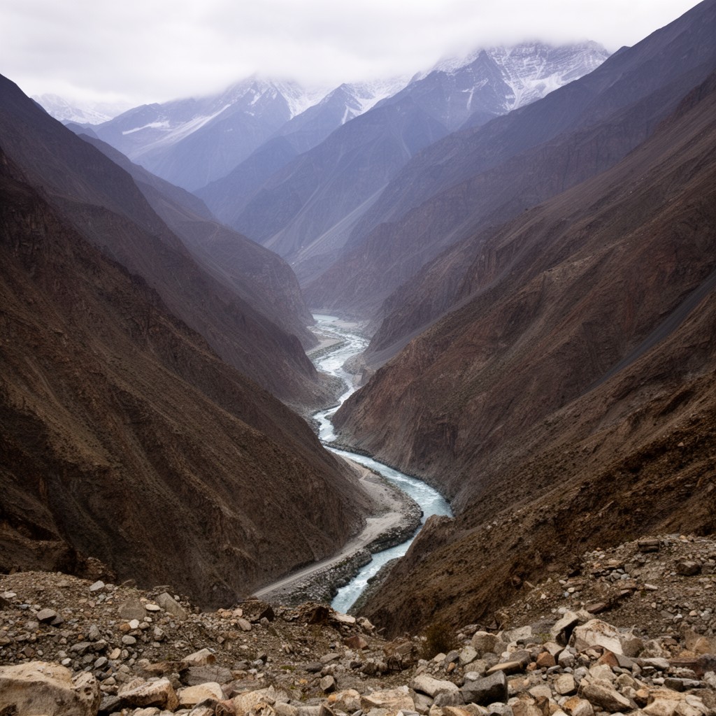 AI-generated illustration of Indus Gorge in the Himalayas