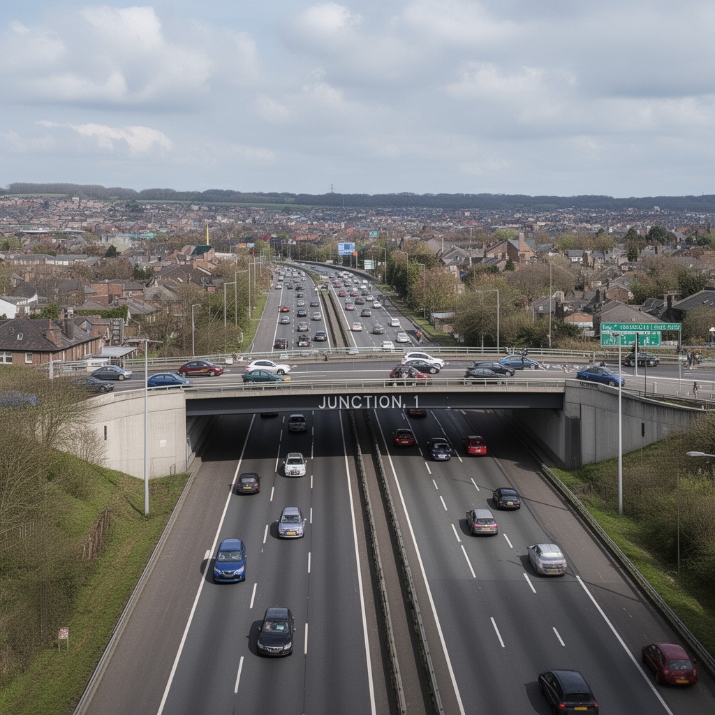 AI-generated illustration of Junction 1 of M60 motorway