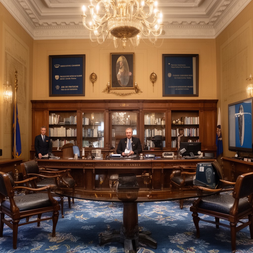AI-generated illustration of Executive Chamber of the Governor of New York