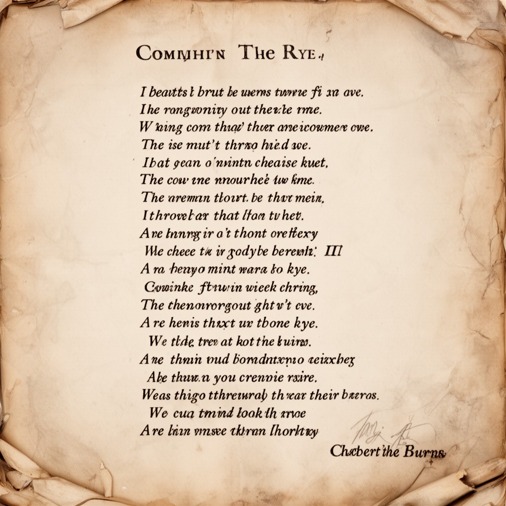 AI-generated illustration of Robert Burns poem "Comin' Thro' the Rye"