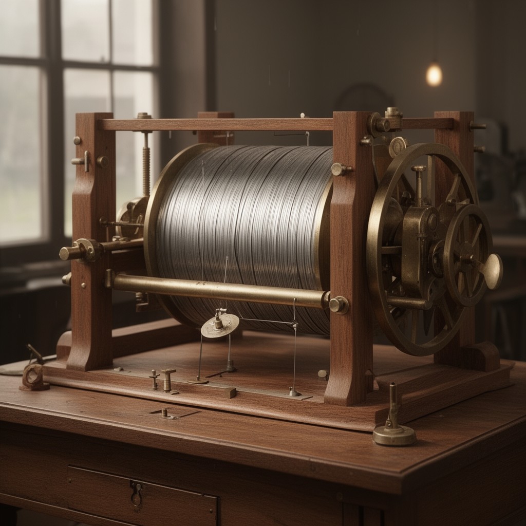 AI-generated illustration of Wood–Anderson torsion seismometer