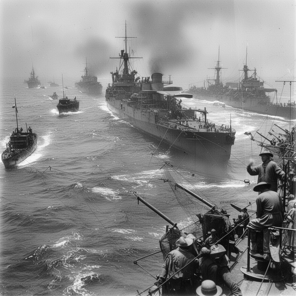 AI-generated illustration of Atlantic theatre of World War I