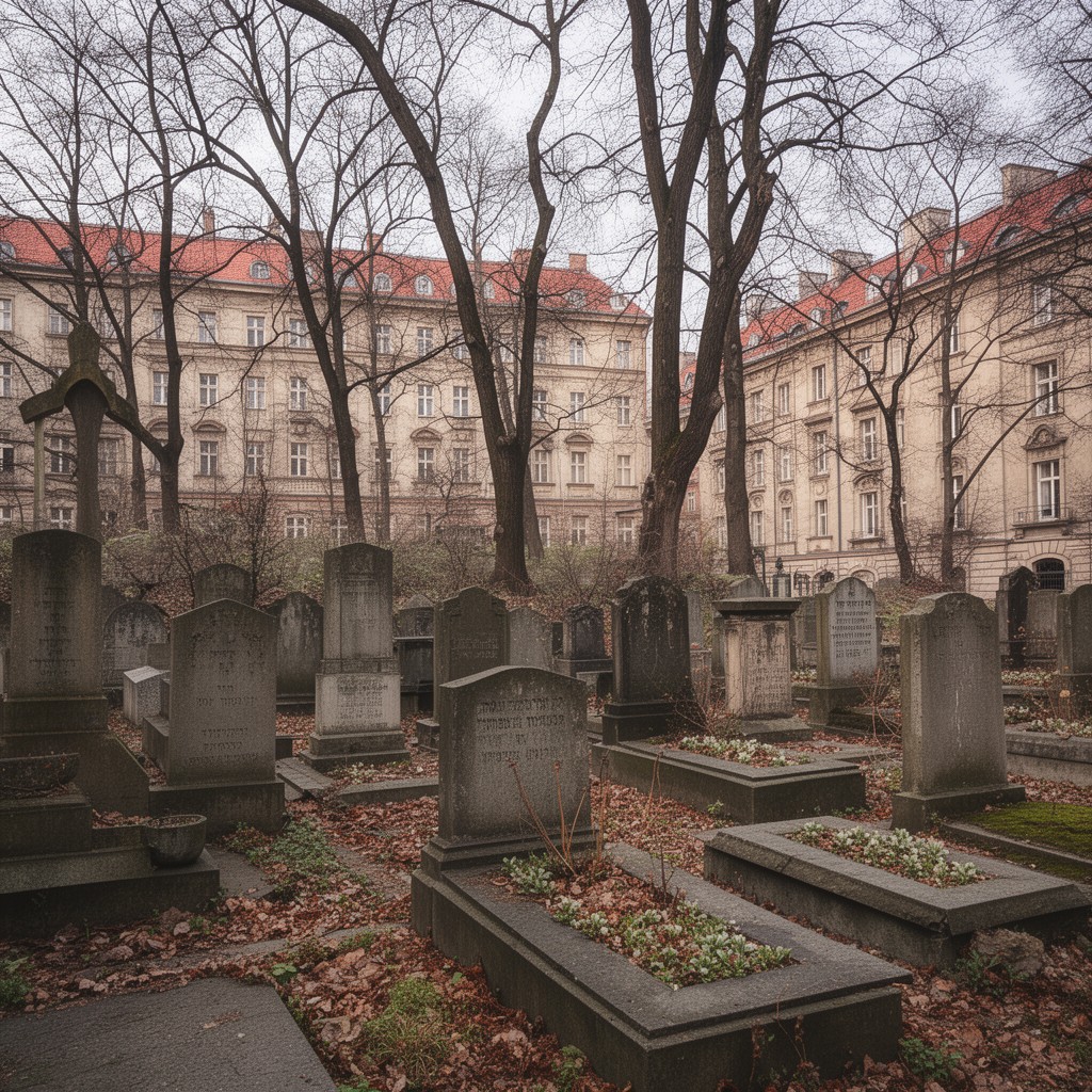 AI-generated illustration of Okopowa Street Jewish Cemetery