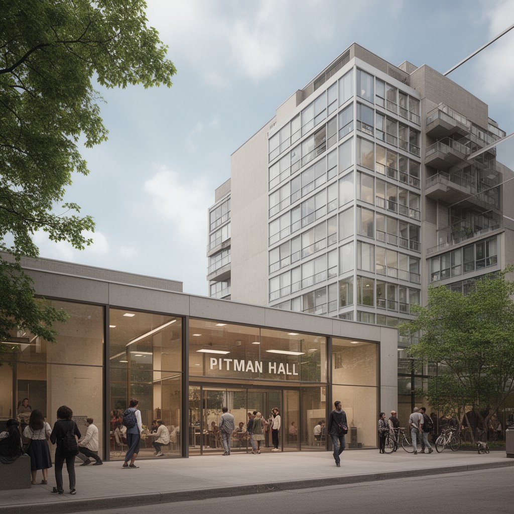 AI-generated illustration of Pitman Hall