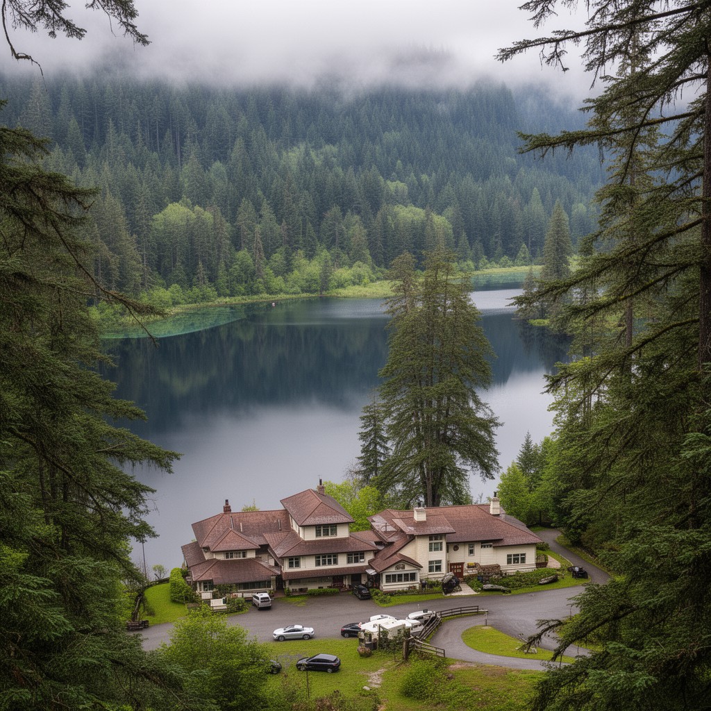 AI-generated illustration of Lake Quinault