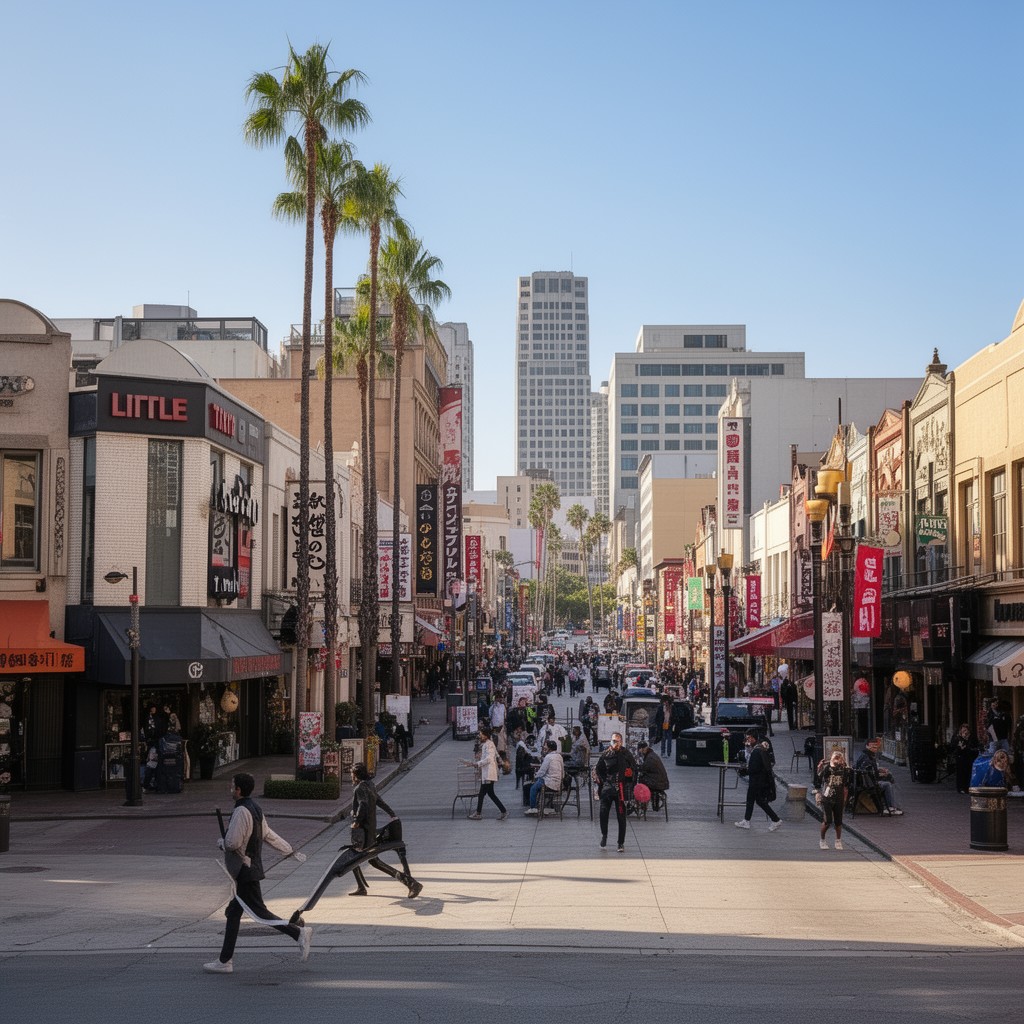AI-generated illustration of Little Tokyo, Los Angeles
