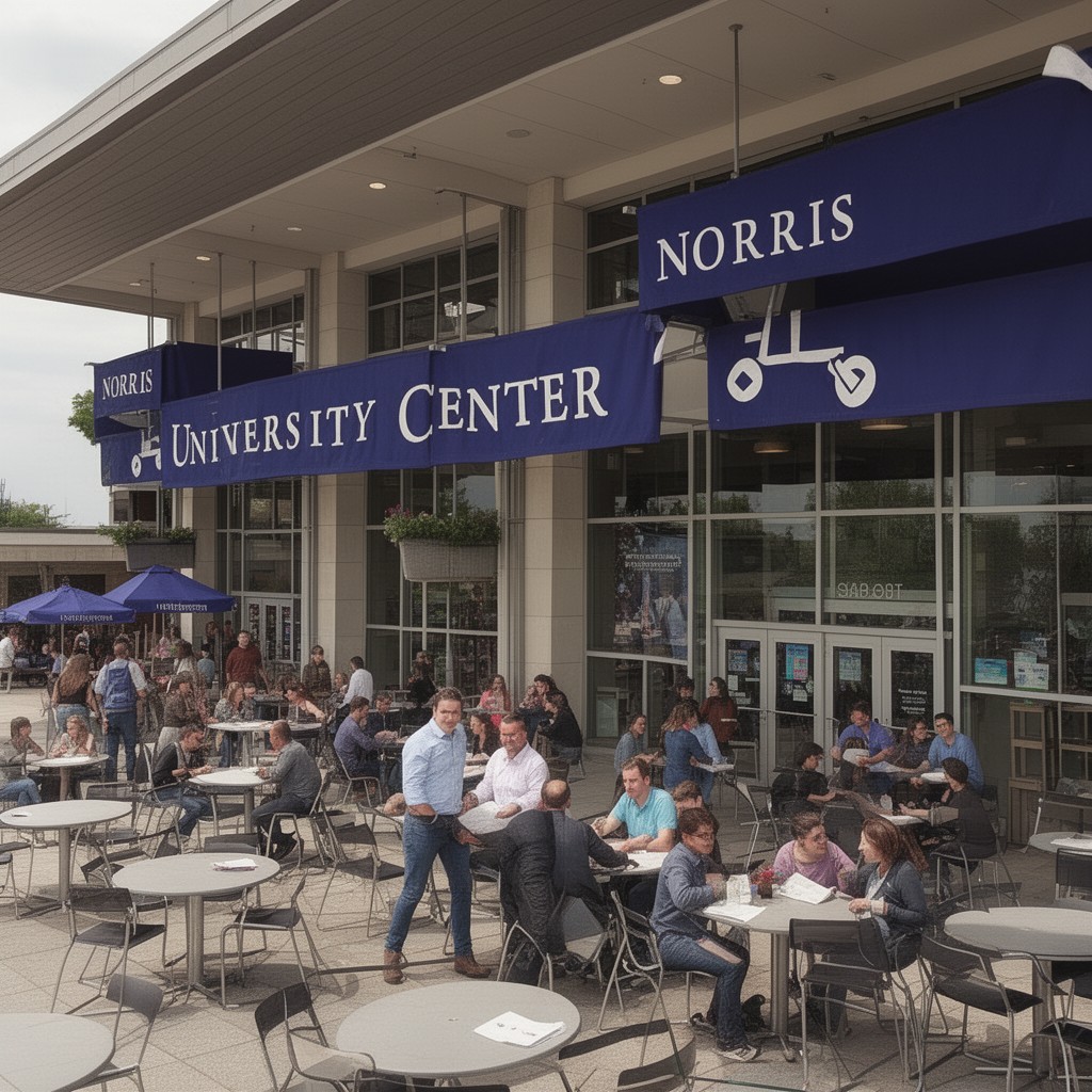 AI-generated illustration of Norris University Center