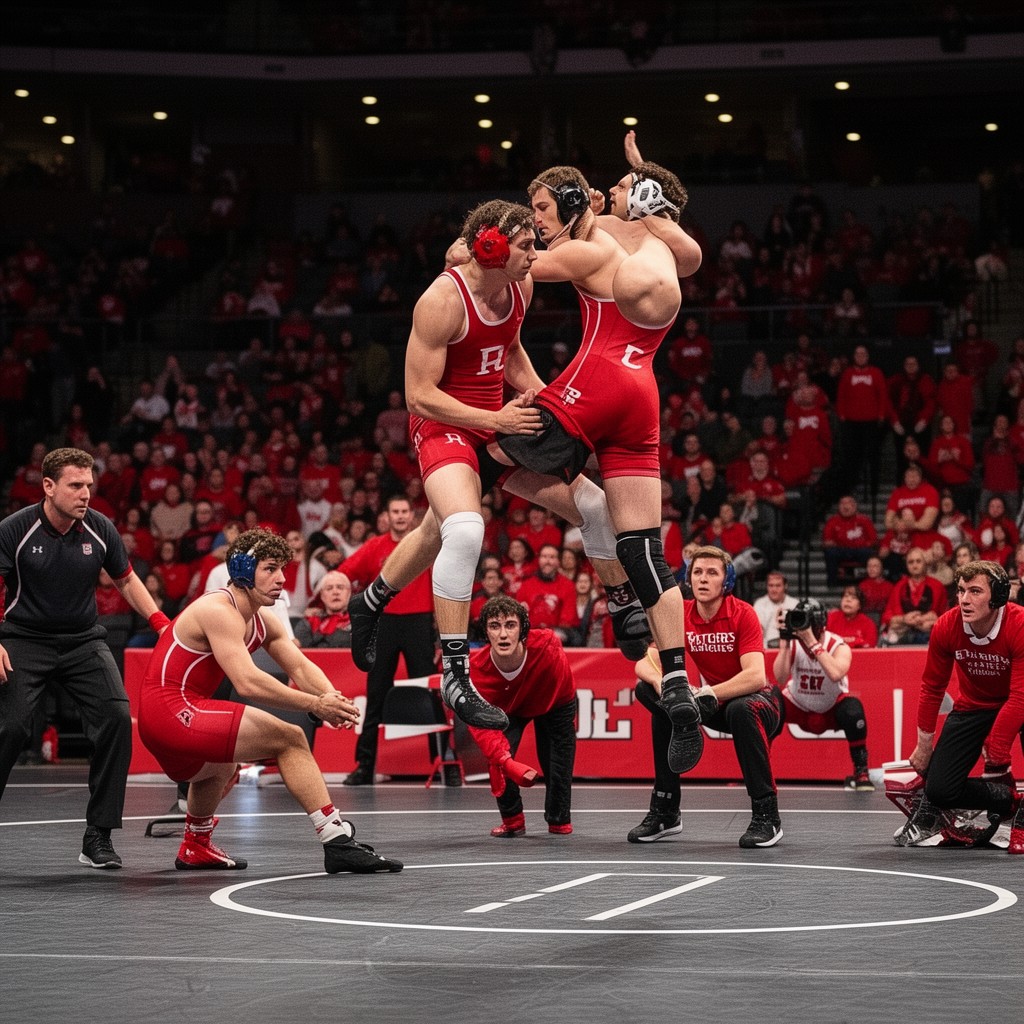 AI-generated illustration of Rutgers Scarlet Knights wrestling team