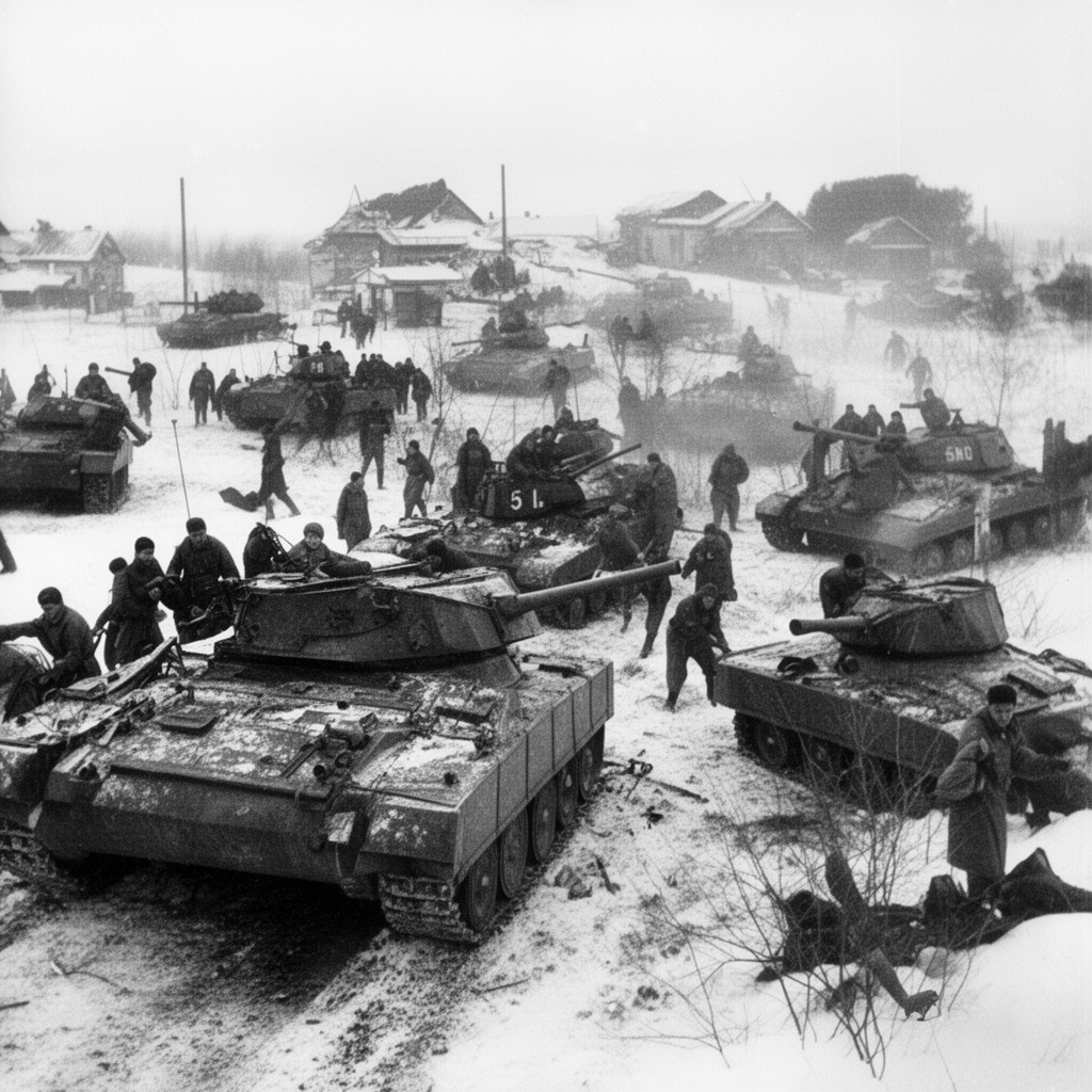 AI-generated illustration of Soviet winter counteroffensives of 1942–1943